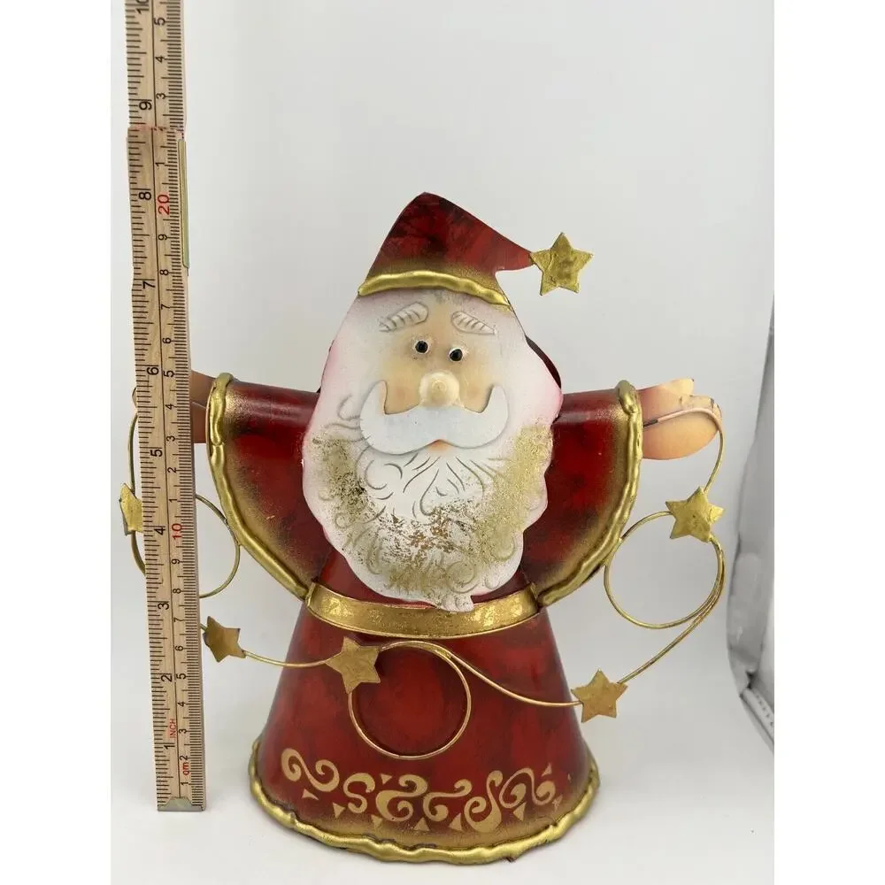 Vintage Holiday Christmas Decorative Metal Tin Santa Claus 8
